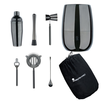 The Drop set de coctelería de 6 piezas con cubitera - Color metálico negro