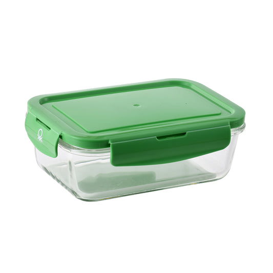 HERMÉTICO RECTANGULAR 1180ML BOROSILICATO TAPA VERDE RAINBOW BE