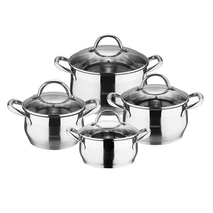 Batería de cocina Bergner 4 cacerolas con tapa Acero inoxidable - Gourmet