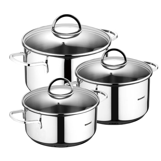 Batería de cocina Bergner 3 cacerolas con tapa Acero inoxidable - Classic