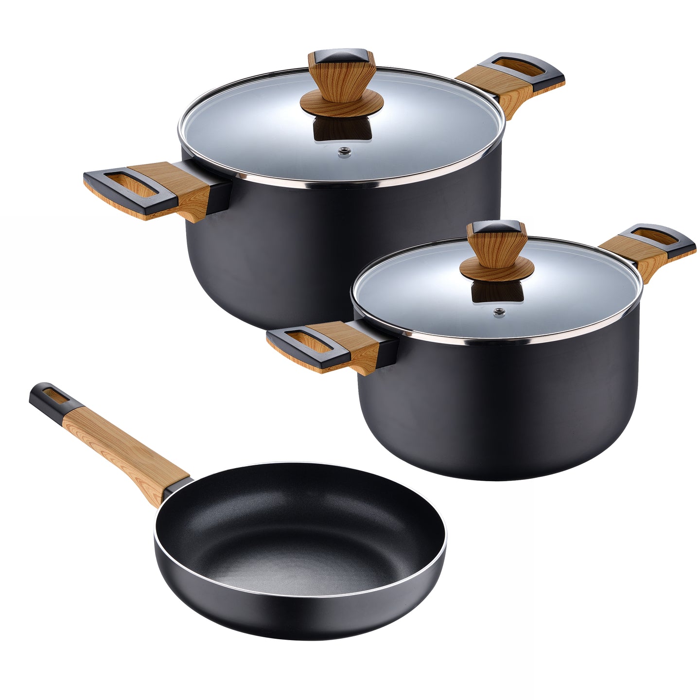 Batería de cocina Bergner Aluminio prensado 5 piezas - Earth Black