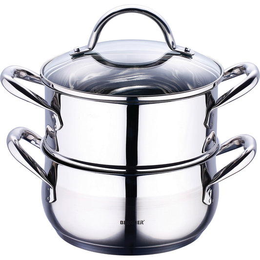 CACEROLA HERVIDOR 18X9CM 2.2L ACERO INOX IND C/TAPA GOURMET BG