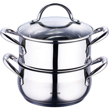 CACEROLA HERVIDOR 18X9CM 2.2L ACERO INOX IND C/TAPA GOURMET BG