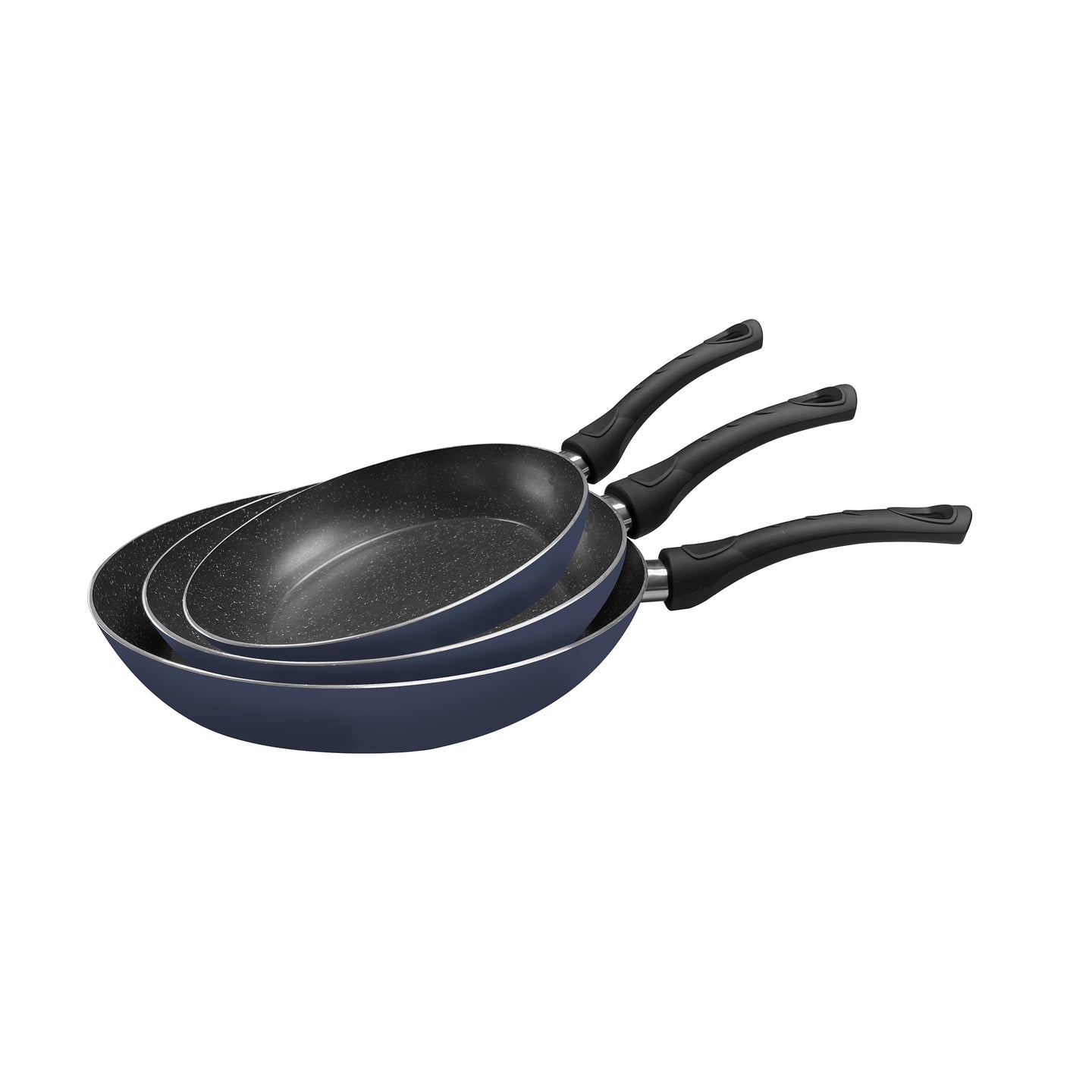 JUEGO DE SARTENES (18CM + 22CM + 26CM) ALUMINIO PRENSADO IND AZUL MATE LAND LEVANTE SG
