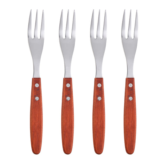 Set 4 Tenedores de mesa madera y acero inoxidable Bergner