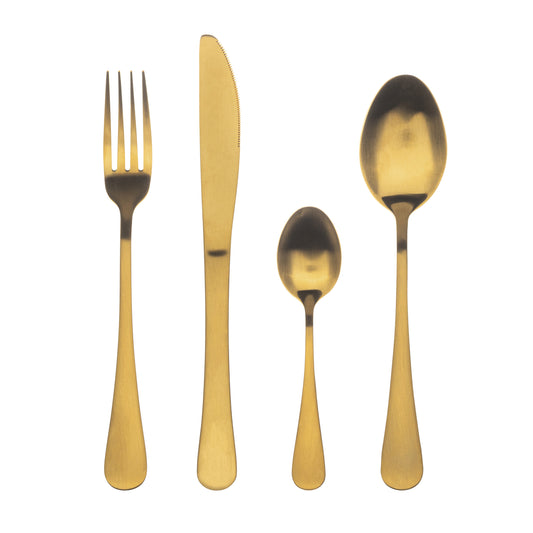 Cubertería Mate 24 piezas Bergner Munich & SET 24PCS CUBERTERIA ACERO INOX MUNICH GOLD MATT BG