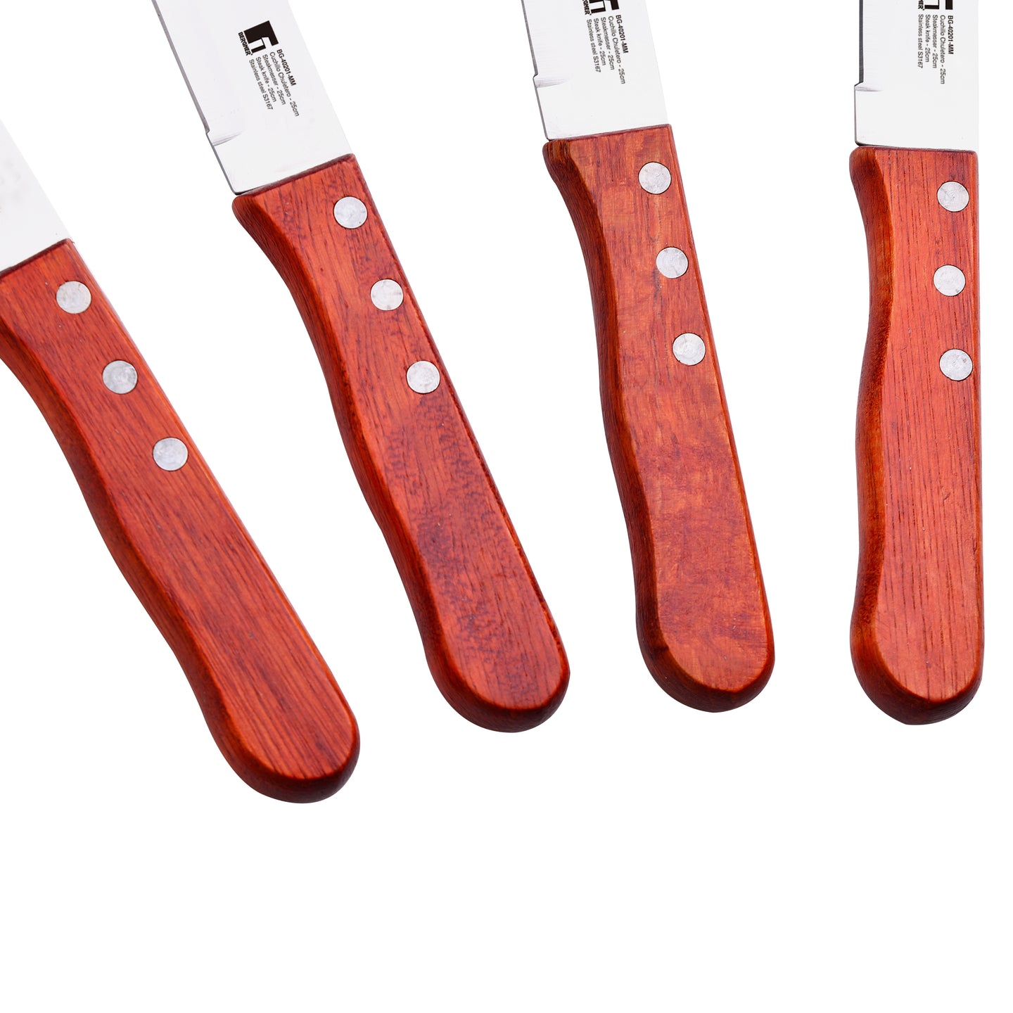 Set 4 Cuchillos de mesa madera y acero inoxidable Bergner (3)