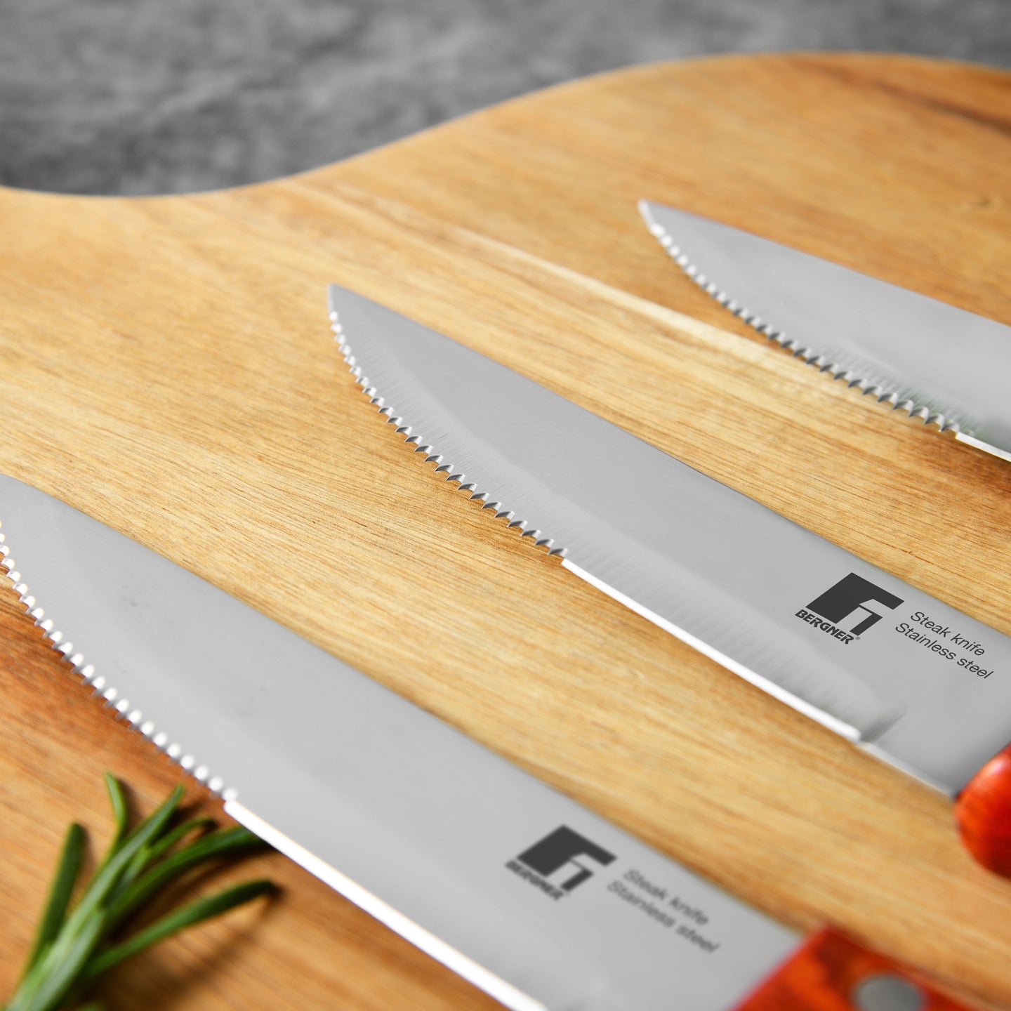 Set 4 Cuchillos de mesa madera y acero inoxidable Bergner (7)