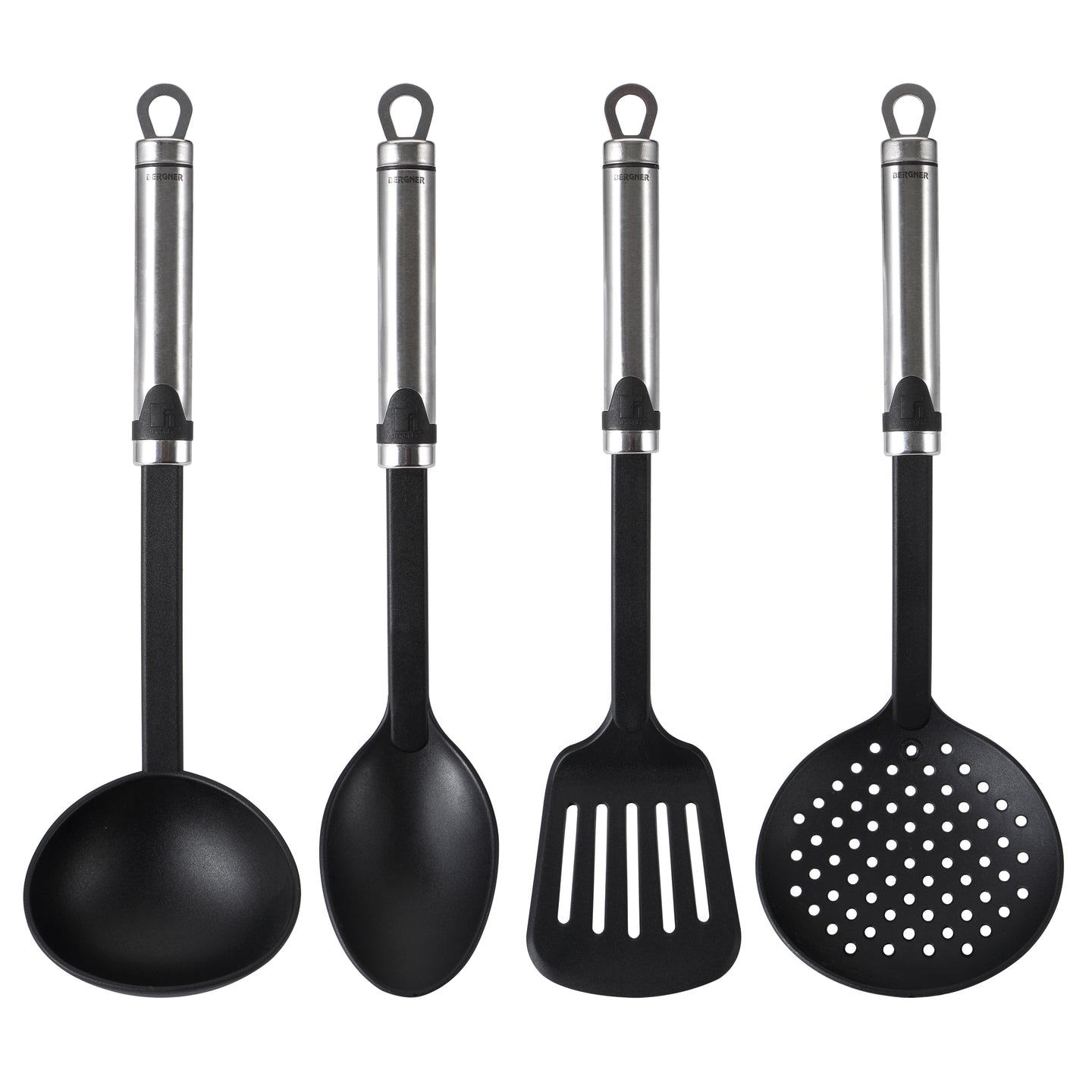 Set 4 Utensilios de servir negros Bergner - Gizmo