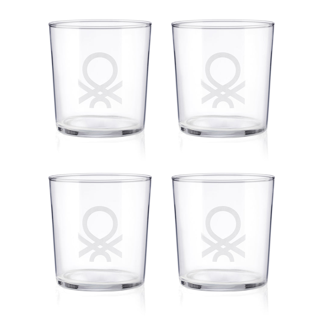 Set 4 Vasos de cristal Benetton Logo 330 ml