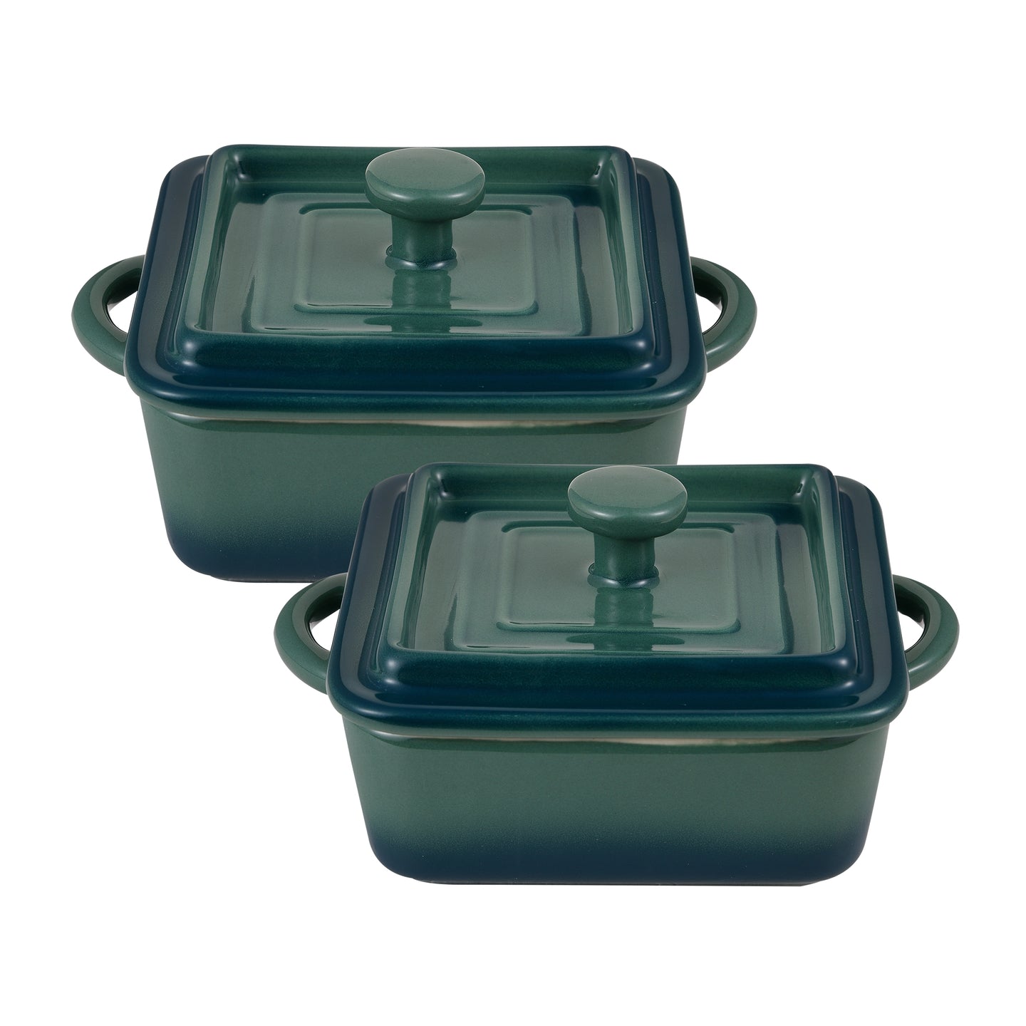 SET 4PCS MINICACEROLAS DE GRES CON TAPA VERDE EXCALIBUR BG