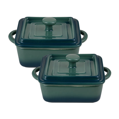 SET 4PCS MINICACEROLAS DE GRES CON TAPA VERDE EXCALIBUR BG