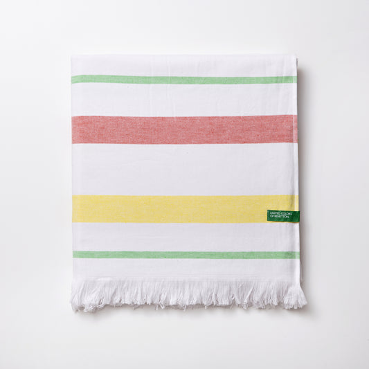 Toalla hammam Benetton Blanco y Rayas 100% Algodón 80x165cm