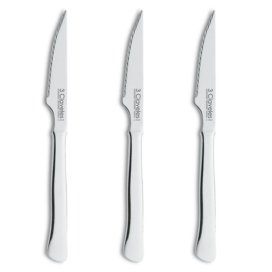 SET 3 CUCHILLOS DE CARNE ACER.INOX 11CM 4.5MM 3CLAVELES INOX