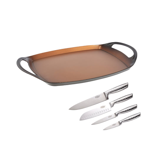 Plancha grill y cuchillos San Ignacio de aluminio forjado - Origen