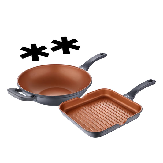 Wok y sartén grill San Ignacio de aluminio forjado - Bronze