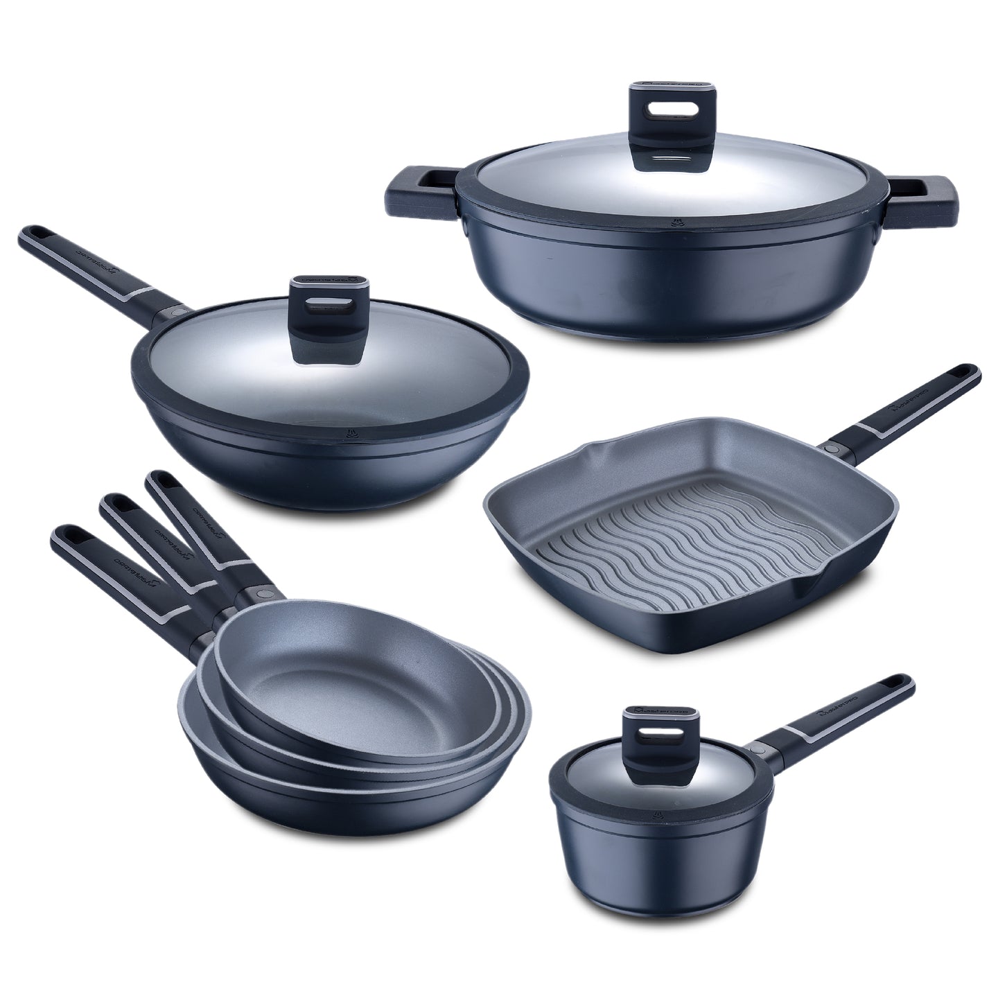 Batería de cocina MasterPRO de aluminio fundido 10 piezas - Indigo